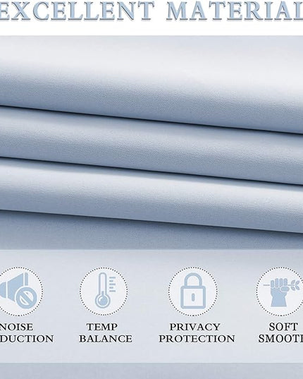 Light Blue Draperies Curtains for Kids Room,Small Window Treatment Thermal Insulated Room Darkening Rod Pocket Top Curtain Panels for Kitchen(Set of 2,42 by 45 inches)