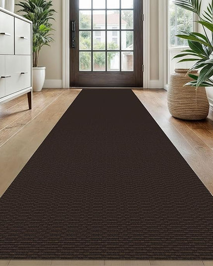 KOZYFLY Washable Runner Rug 2x10 ft Hallway Kitchen Runner Rugs with Rubber Backing Bobo Entryway Runner Indoor, Long Carpet Runners for Hall Kitchen Entryway, Dark Coffee/Brown