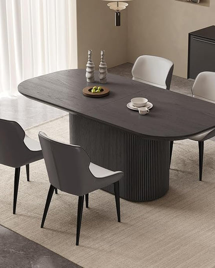 Guyii 70" Oval Dining Table Set with 4 Chairs, Modern Kitchen Table Set, Indoor Rectangular Dining Room Table for Kitchen, Bar, Living Room, Home, Black