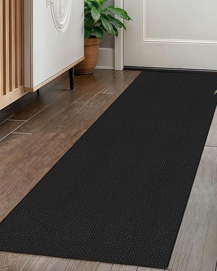 KOZYFLY Runners for Hallways 2x5 ft Washable Kitchen Runner Non Slip Rubber Backed Hall Runners Cotton Entryway Runner Rugs Floor Carpet for Indoor Backdoor Bedroom Kitchen, Black/Dark Grey