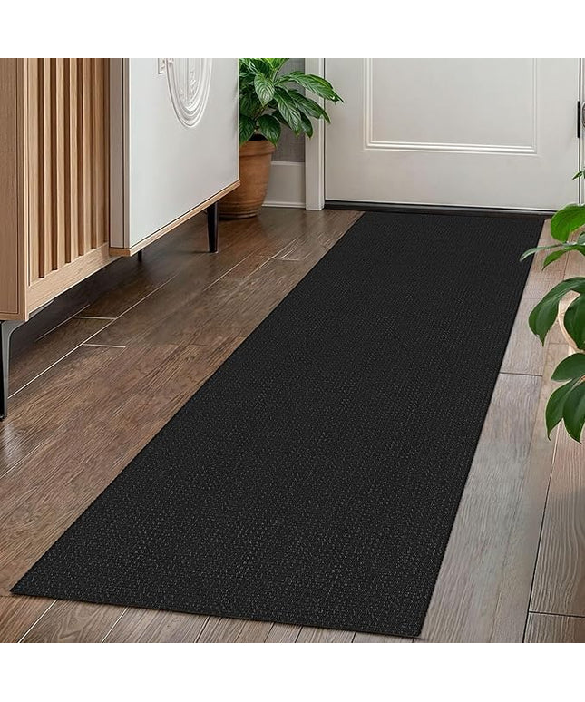 KOZYFLY Runners for Hallways 2x5 ft Washable Kitchen Runner Non Slip Rubber Backed Hall Runners Cotton Entryway Runner Rugs Floor Carpet for Indoor Backdoor Bedroom Kitchen, Black/Dark Grey