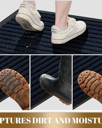 Yimobra Front Door Mat Outdoor Indoor Entrance, 100% Waterproof All-Season All Weather Doormat, Welcome Matt Outside Entry, Non Slip, Low Profile, Heavy Duty Patio Porch Floor Mats,47 x 24,Navy Blue