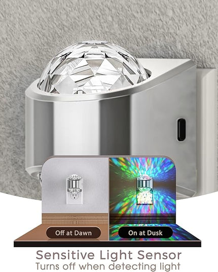 Night Lights Plug into Wall, Star Projector for Bedroom, Silver Night Light Projector for Kids, 9-Color RGB Galaxy Nightlight with Dusk to Dawn Sensor for Bathroom, Home Gaming Room Decor Gifts
