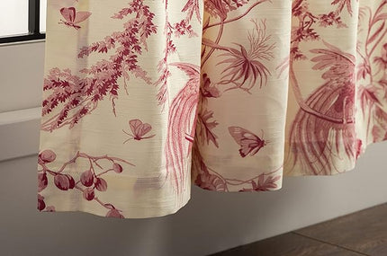 Maison d' Hermine Curtains for living room 100% Cotton 124 inch length One Panel Light Filtering Toile Curtain for Bedroom Windows with rod and loop Pockets Drapes (Paradise Lacquer Red, 50"W x 124"L)
