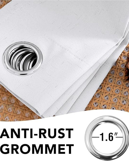 H.VERSAILTEX 100% Blackout Curtains for Bedroom Thermal Insulated Linen Textured Curtains Heat and Full Light Blocking Drapes Living Room Curtains 2 Panel Sets, 42x63 - Inch, Pure White