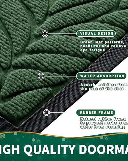 Yimobra 36x24 Large Door Mat Outdoor Indoor, All-Season Waterproof Door Mat Outside Entrance, All-Weather Non-Slip Outside Doormat for Garage Patio Entryway, Green