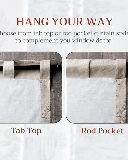 Maison d' Hermine Curtains for Living Room 100% Cotton 124 inch Length Two Panels Light Filtering Curtains for Bedroom Windows with Rod and Loop Pockets Drapes (Turin, 50" W x 124" L)