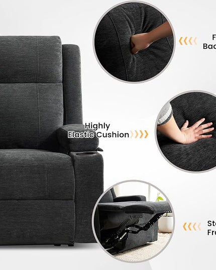 Loveseat Recliner, Loveseat Sofa with Adjustable Footrest, Wall Hugger Recliner for Living Room & Home Theater & RV(Black)