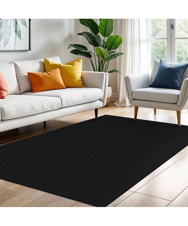 KOZYFLY Washable Area Rug 4x6 Ft Non Slip Rubber Backed Rugs for Entryway Bedroom Throw Rugs Boho Entry Rug, Cotton Braided Floor Carpet for Dining Room Living Room, Black
