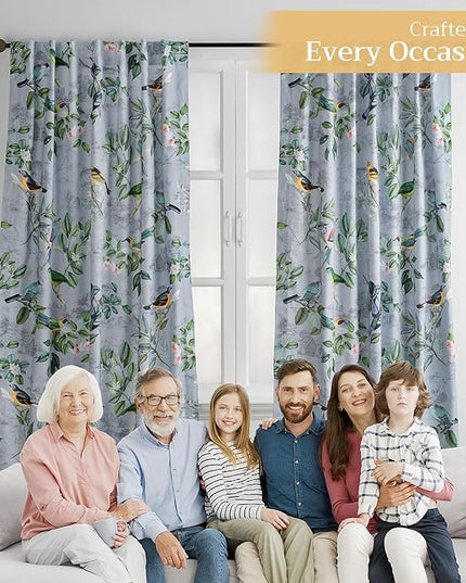Maison d' Hermine Curtains for Living Room 100% Cotton 96 inch Length One Panel Light Filtering Curtains for Bedroom Windows with Rod and Loop Pockets Drapes (Solstice Fair Blue, 50" W x 96" L)