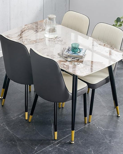 Dining Room Table Set for 4,Small Dining Table Set for 4, Sintered Stone Kitchen Table Top and Modern Chairs Set of 4 for Kitchen Dining Room, Small Space