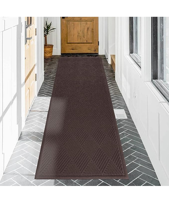 Sturdy Front Door Mat, Absorbent Muddy Dirt Resist Welcome Door Mats Outdoor Indoor, Stain and Fade Resistant, Non-Slip Rubber Backing Low Profile Doormat for Entryway, 72×24, Coffee