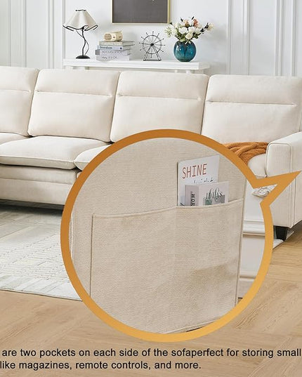 118 Inch Sectional Sofa Couch,L Shaped Couch with Chaise,Cheille Modular Sectional Sofa for Living Room.（Beige）