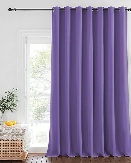 NICETOWN Blackout Curtains for Sliding Glass Door Room Divider Noise Reduce Curtain Panel Portable Window Screen Sliding Partition, W100 x L102 inches, 1 Panel, Lilac Purple
