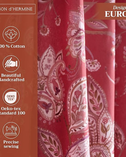 Maison d' Hermine Curtains for Living Room 100% Cotton 96 inch Length Two Panels Light Filtering Curtains for Bedroom Windows with Rod and Loop Pockets Drapes (Ramage Fire Brick, 50" W x 96" L)