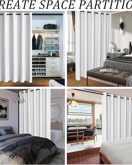 JIUZHEN Blackout Sliding Door Curtains for Bedroom, Privacy Thermal Insulated Patio Door Drape, Sound Reducing French Door Curtain (Greyish White, W100 by L84, 1 Panel)