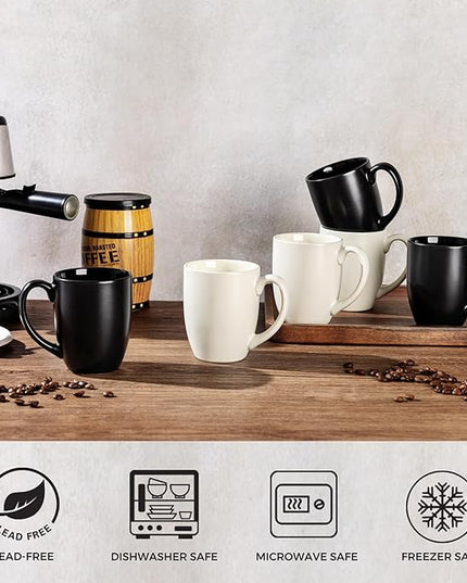 AmorArc 16oz Coffee Mugs Set of 6, Large Ceramic Coffee Mugs for Man, Woman, Dad, Mom, Modern Coffee Mugs with Handle for Tea/Latte/Cappuccino/Cocoa. Dishwasher&Microwave Safe, Light Beige