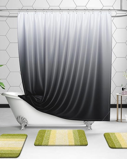 OLANLY Bathroom Rug Set 2 Piece, Soft Absorbent Microfiber Bath Rug Set, Non-Slip, Machine Wash Dry, Plush Shaggy Bath Mats for Bathroom (30"x20"+24"x16", Olive Green)