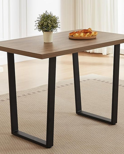 42.9 Modern Dining Kitchen Table for 4, Space-Saving Rectangular Design with Metal Legs, Suitable for Dining Room Kitchen Restaurant (Walnut Table)