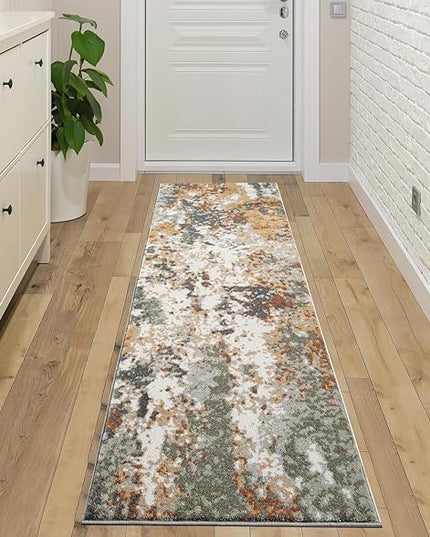 Keen Home Design Area Rugs - 2x10 Non-Shedding, Abstract Rugs for Kitchen, Living Room, Bedroom, Dining Room, Entryway - Size: 2'8" x 9'11", Multi