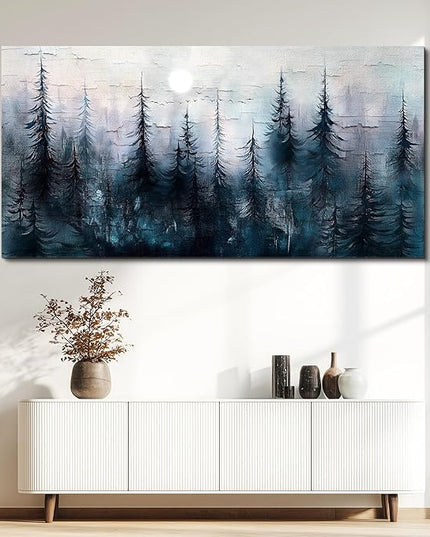 Canvas Wall Art for Living Room Large Wall Decor for Office Bedroom Decoration Foggy Forest Landscape Picture Black and White Painting Artwork Wall Mural Aesthetic Home Decor 30"X60"