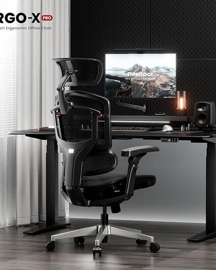 FLEXISPOT ErgoX-PRO Ergonomic Office Chair Black – AeroWeave 5.0 Mesh Seat, 5D Lumbar, 7D Armrests, 4D Headrest, 551LBS Capacity – Office, Gaming, Home