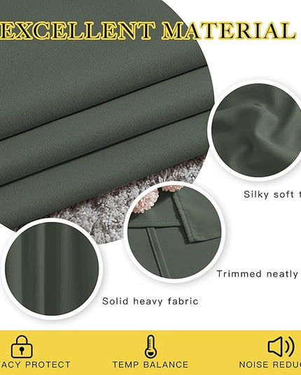NICETOWN Living Room Window Curtain Drapes Extra Long & Wide - Living Room Panels Grommet Top Window Treatment for Hall & Guest Room (W80 x L108, Dark Mallard, 2 Pieces)