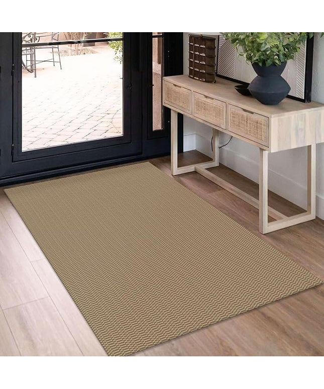KOZYFLY Washable Entryway Rug 3x5 Ft Area Rugs Cotton Rubber Backed Throw Rugs Indoor Door Mat Kitchen Rugs Braided Floor Carpet for Front Entrance Bathroom Kitchen Living Room, Beige/Khaki