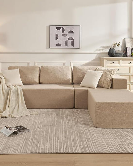 40" Single Sofa for Adults, Upholstered Floor Sofa Couch with Pillow, Teddy Boucle Sofa for Bedroom Living Room, No Assembly Required (Teddy Boucle, Camel)