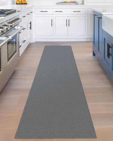 KOZYFLY Runners for Hallways 2x8 ft Washable Kitchen Runner Non Slip Rubber Backed Hall Runners Cotton Entryway Runner Rugs Floor Carpet for Indoor Backdoor Bedroom Kitchen, Grey/Dark Grey