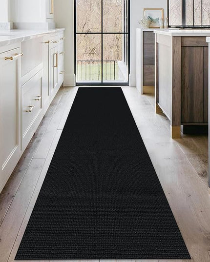 KOZYFLY Washable Runner Rug 2x10 ft Hallway Kitchen Runner Rugs with Rubber Backing Bobo Non Slip Entryway Runner Indoor, Long Carpet Runners for Hall Kitchen Entryway, Black