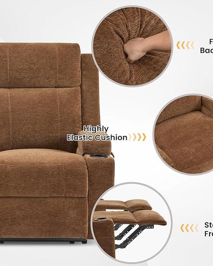 Manual Living Room Reclining Sofa Set, Comfy Chenille Loveseat Recliner Sofa & Deep Seat Reclining Couch, RV Wall Hugger Recliner Sofa Set for Living Room Furniture Sets(Brown)