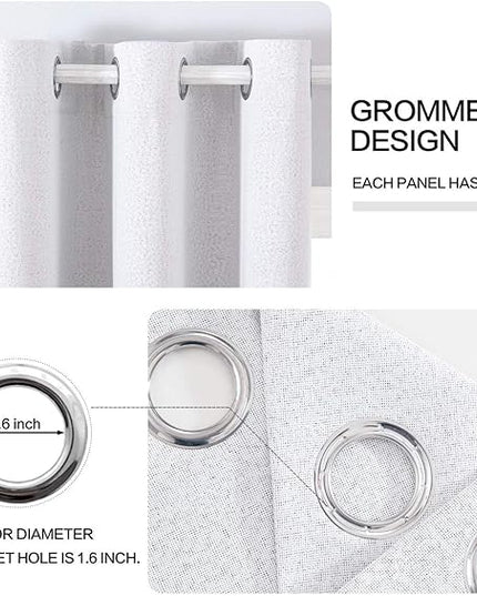 MIULEE Linen Blackout Curtains for Bedroom Solid 100% Blackout Thermal Insulated Grayish White Curtains Grommet Room Darkening Curtains/Drapes for Living Room 42x84 Inch (2 Panels)