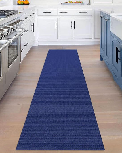 KOZYFLY Runners for Hallways 2x8 ft Washable Kitchen Runner Non Slip Rubber Backed Hall Runners Cotton Entryway Runner Rugs Floor Carpet for Indoor Backdoor Bedroom Kitchen, Royal Blue/Navy