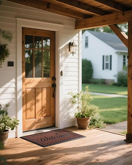 Yimobra Welcome Mat Outdoor Indoor, Waterproof Heavy Duty Front Door Mat Outside Entrance, Extra Sturdy Non-Slip Doormat, Low Profile, Dirt Trapping, 36x24 Inches, Maroon