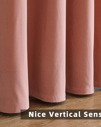 Joydeco Pink Velvet Curtains 84 inch Length 2 Panels, Luxury Blackout Rod Pocket Thermal Insulated Window Curtains, Super Soft Room Darkening Drapes for Living Dining Room Bedroom,W52 x L84 inches