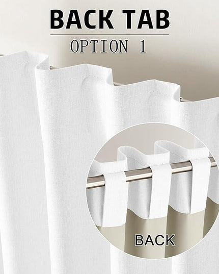Pure White 102 Inch Length Curtains, 100% Blackout Curtains 84 Inch Extra Wide for Bedroom Thermal Insulated Noise Cancelling Pleated Heading Tape Ring Back Tab Kids Boho Drapes 2 Panel Set 84x102