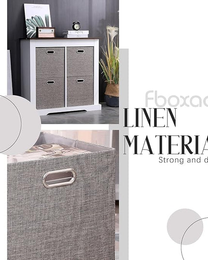 Cube Storage Organizer Bins 13×13x13 Inch, 4 Pack Collapsible Linen Fabric Storage Cubes, Open Home Storage Bins with Handles, Cubby Bins for Kallax Shelf Bookcase Closet Cabinet, Light Coffee