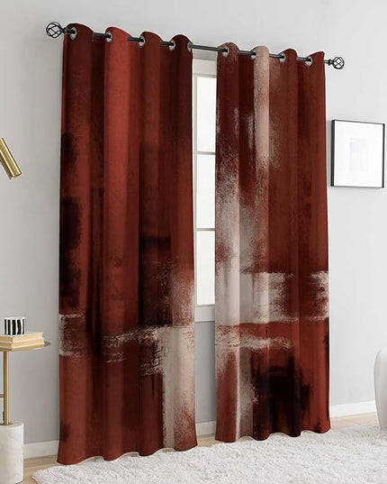 Asuexpect Red Curtains 2 Panels Abstract Rust Curtain Room Darkening Grommet Window Treatments Modern Decorative for Bedroom Living Room, 52x84 Inches