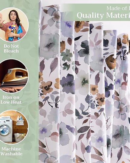 Maison d' Hermine Curtains for Living Room 100% Cotton 84 inch Length One Panel Light Filtering Curtains for Bedroom Windows with Rod and Loop Pockets Drapes (Blossom Flora, 50" W x 84" L)