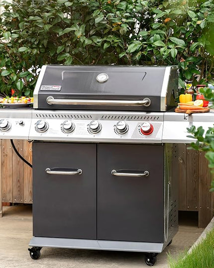 Royal Gourmet GA5404G 5-Burner Propane Gas Grill with Side Burner & Warming Rack, Outdoor BBQ Grill with 64,000 BTUs Output & 774 Sq. in. Cooking Area for Outdoor Barbecue, Grey