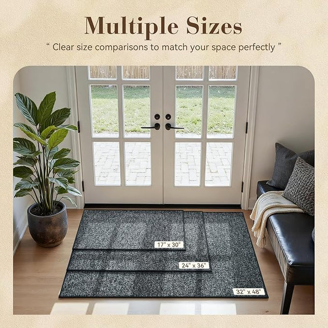 MontVoo Door Mat Indoor Entrance Doormat, Absorbent Durable Rubber Non Slip Front Door Mat for Inside Entry Entryway Dirt Trapper Welcome Mat, Darkgrey 32''x48''