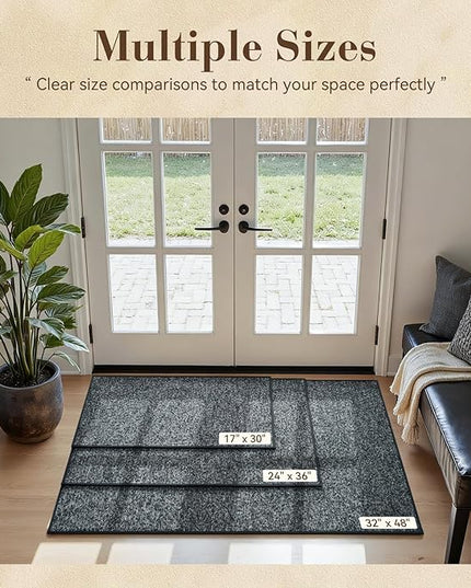 MontVoo Door Mat Indoor Entrance Doormat, Absorbent Durable Rubber Non Slip Front Door Mat for Inside Entry Entryway Dirt Trapper Welcome Mat, Darkgrey 24''x36''