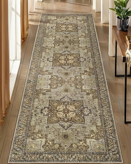 Ciicool Washable Runners Area Rug for Hallways, Ultra Soft 2'6 "x8' ft Boho Print Non-Slip Vintage Oriental Medallion Long Carpet for Kitchen Bedroom Laundry Bathroom
