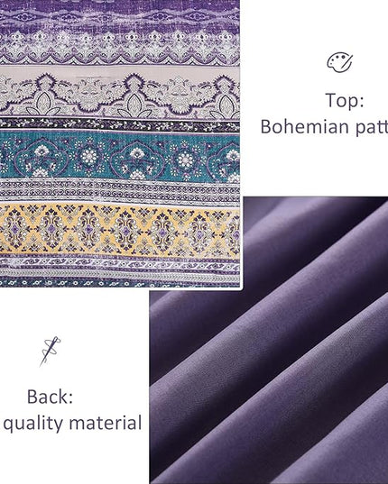 Cottolester Boho Comforter Set California King Size 8 Pieces,Violet Bohemian Striped Bed in a Bag, Paisley Soft Microfiber Bedding Comforter Set