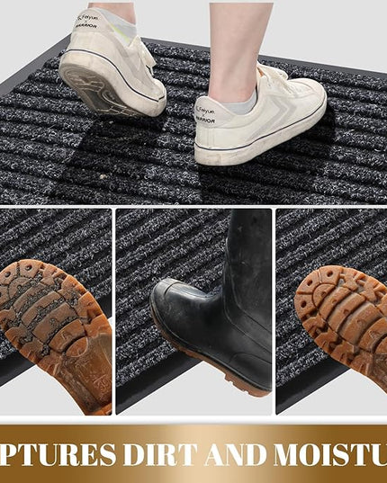 Yimobra Front Door Mat Outdoor Indoor Entrance, 100% Waterproof All-Season All Weather Doormat, Welcome Matt Outside Entry, Non Slip, Low Profile, Heavy Duty Patio Porch Floor Mat,29.5 x 17, Dark Grey