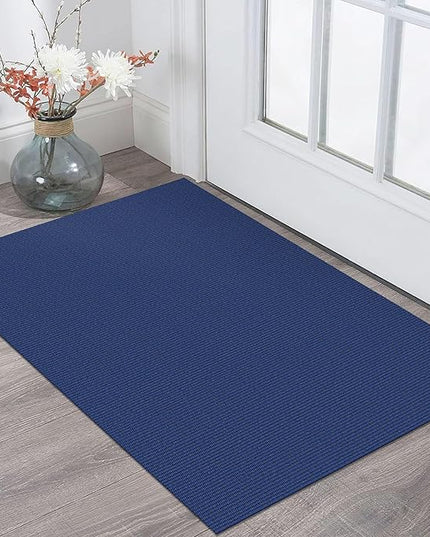 KOZYFLY Washable Area Rug 2x3 Ft Small Entryway Rug Indoor Door Mat Throw Rugs with Rubber Backing, Braided Cotton Floor Carpet for Front Entrance Bathroom Kitchen Foyer, Royal Blue