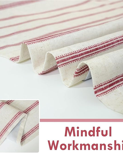DriftAway Farmhouse Linen Blend Blackout Curtains 54 Inches Long for Bedroom Vertical Striped Printed Linen Curtains Thermal Insulated Lined Treatments for Living Room 2 Panels W52 x L54 Linen Red