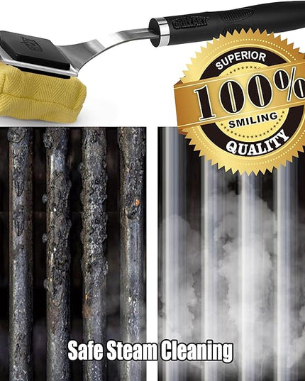 GRILLART Grill Brush for Outdoor Grill Bristle Free - Reinforced Grill Cleaner Scraper BBQ Brush - Replaceable Head Barbecue Grill Cleaning Brush - Safe BBQ Accessories Grill Tools - Gifts for Men/Dad