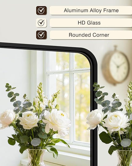 Bathroom Vanity Mirror for Wall, 55"x30" Wall Mounted Bathroom Mirror for Over Sink with Sturdy Metal Frame, Vertical or Horizontal, Living Room, Bedroom, Entryway(Black)